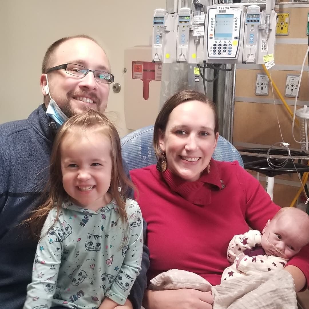 Tallahassee-born Benjamin Nelsen, was born to Tiffany and Matthew Nelsen in August 2021 with Right-heart Syndrome. Shown with sister, Marjorie, Benjamin is awaiting a heart transplant at Shands.