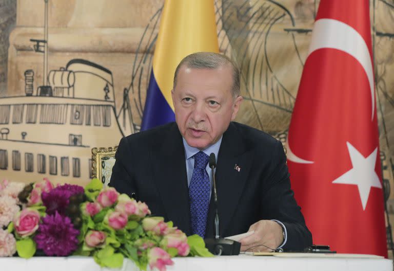 El presidente turco, Recep Tayyip Erdogan, durante una conferencia de prensa en Estambul