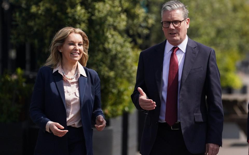Sir Keir Starmer with Natalie Elphicke, the new Labour MP, during a visit to Dover to set out his plans to tackle the small boats crisis if his party wins the general election