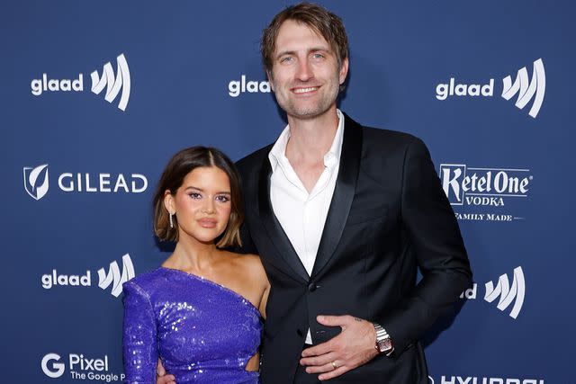 <p>Taylor Hill/WireImage</p> Maren Morris and Ryan Hurd in New York City in May 2023