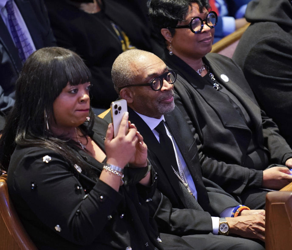 Filmmaker Spike Lee attends the funeral service for Tyre Nichols at Mississippi Boulevard Christian Church in Memphis, Tenn., on Wednesday, Feb. 1, 2023. Nichols died following a brutal beating by Memphis police after a traffic stop. (Andrew Nelles/The Tennessean via AP, Pool)