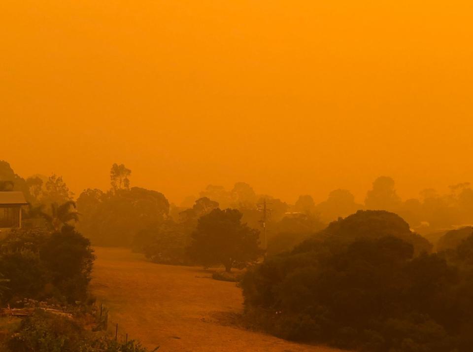 The range sky above Mallacoota in East Gippsland, Victoria, last Saturday. Source: Twitter/@brendanh_au)