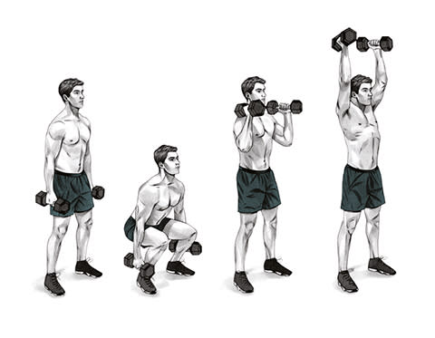 SQUAT, CURL AND PUSH PRESS 20 TIMES IN ONE MINUTE