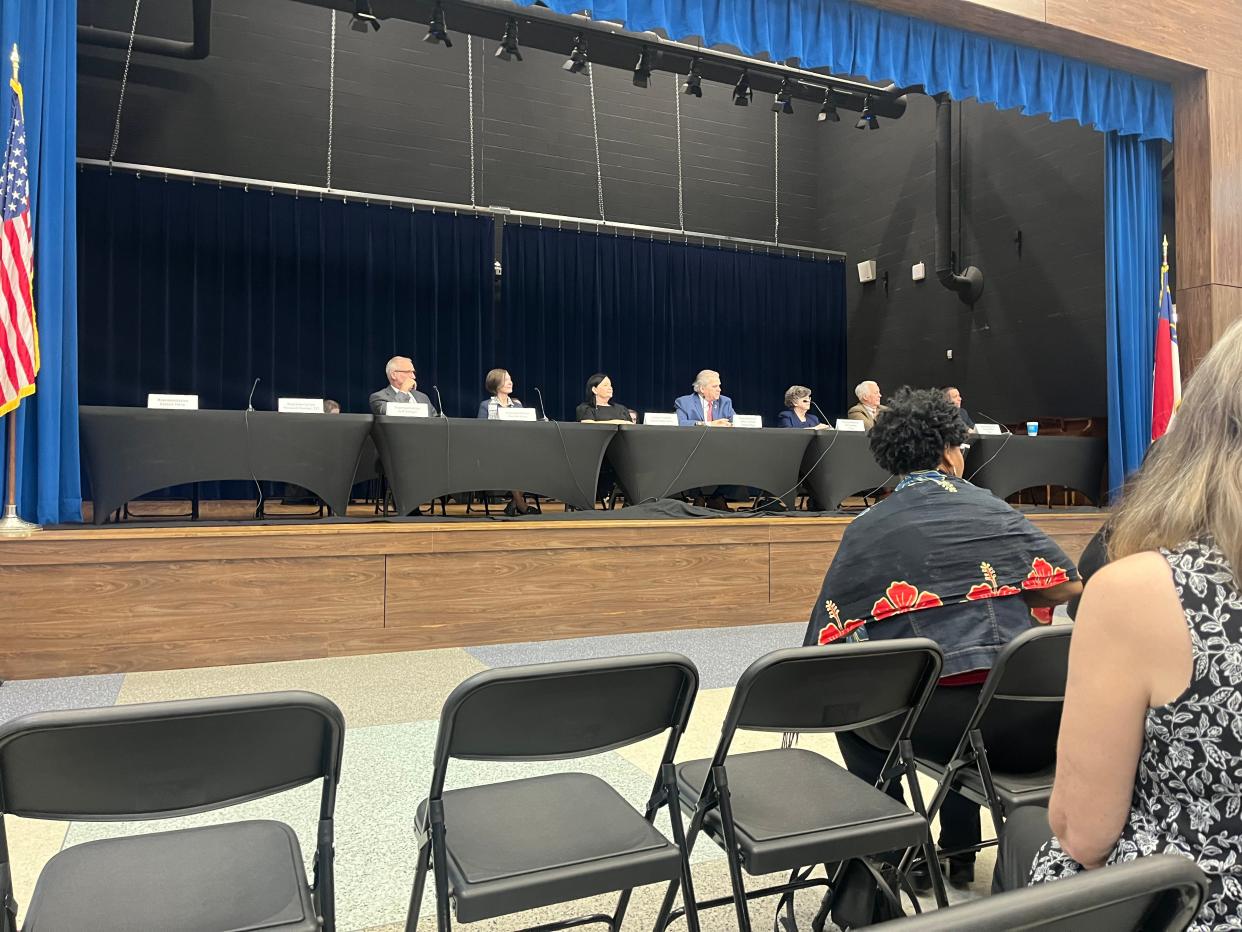 State representatives in the House Select Committee public hearing that was held at Stanley Middle on Monday, April 4. The committee is led by Rep. John Torbett, R-Gaston.