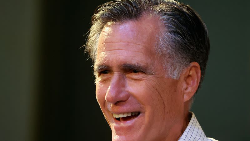 Sen. Mitt Romney, R-Utah, speaks at RevRoad in Provo on Wednesday, Aug. 23, 2023. Romney’s approval rating among state voters has remained steady, according to a recent poll.