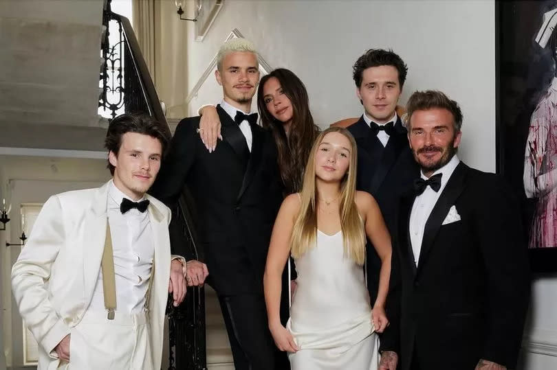 David and Victoria Beckham with their four kids - Brooklyn, 25, Romeo, 21, Cruz, 19, and little Harper Seven, who's just 12