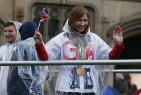 Britain Olympics - Team GB Homecoming Parade - Manchester - 17/10/16 Joanna Rowsell of Britain during the parade Action Images via Reuters / Ed Sykes Livepic