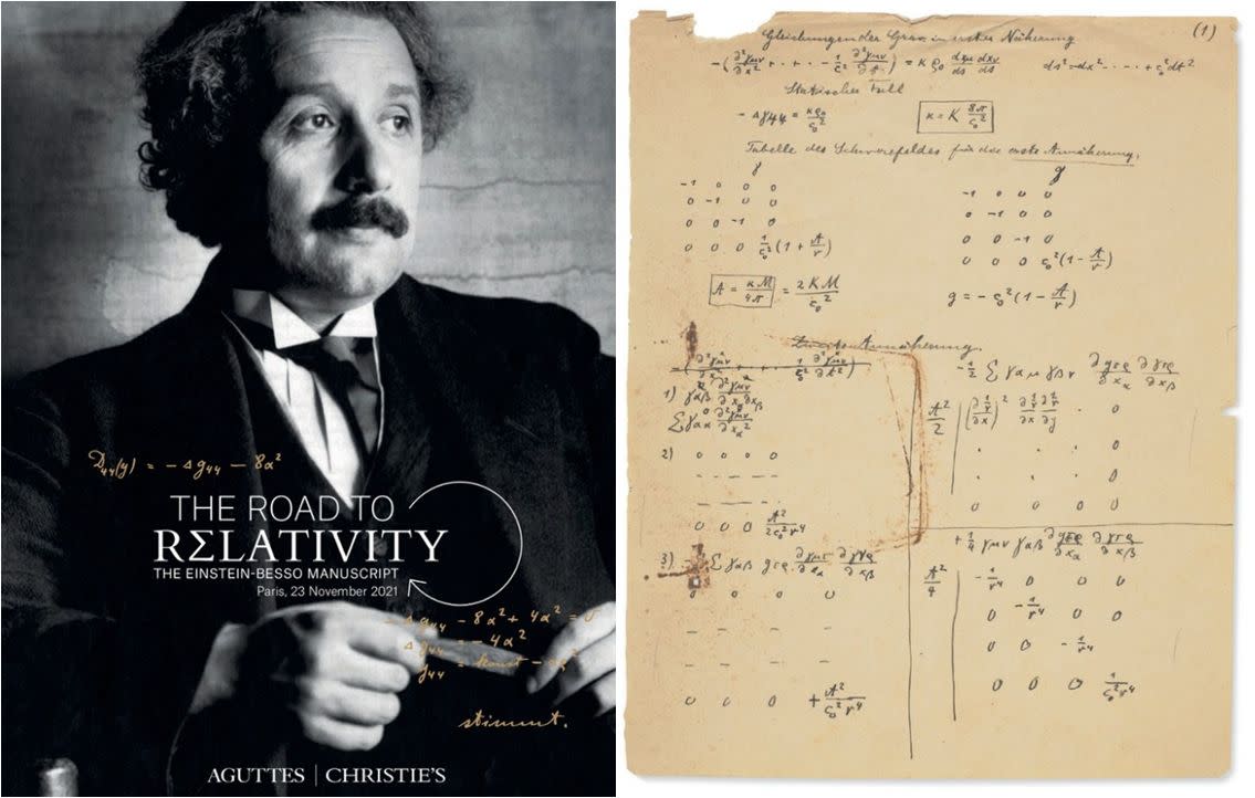 Esta tarde en Paris la casa de subasta Christie's pone a la venta un extraordinario manuscrito de Einstein que superará los 3 millones de dólars