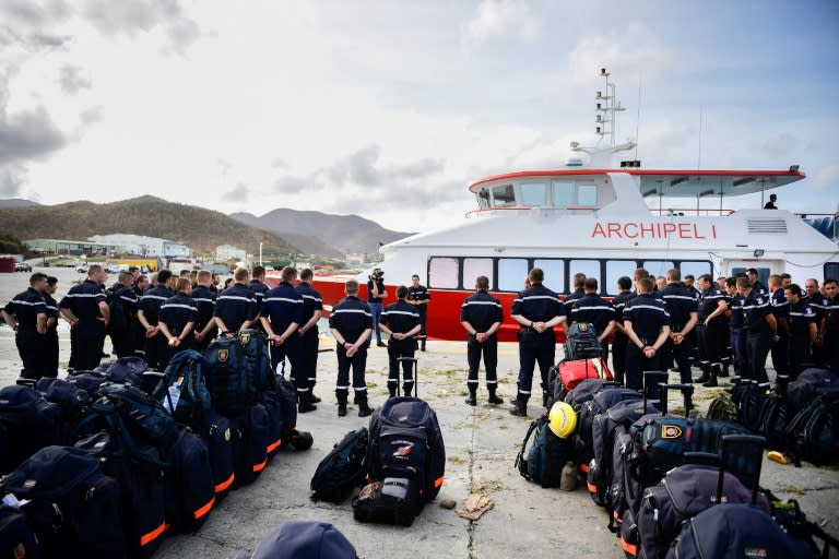 French firefighters and civilian security rescue teams arrive on the French island of Saint-Martin following devastation by Hurricane Irma, September 8, 2017