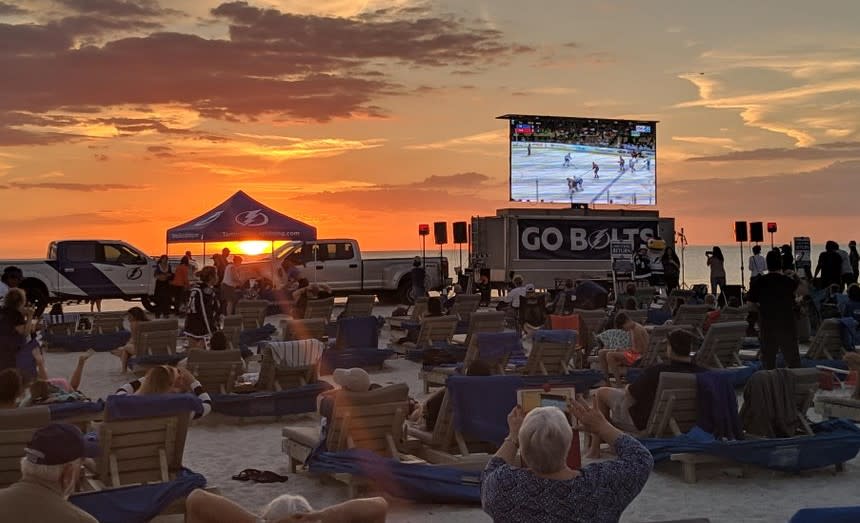 Tampa Bay lightning viewing party on St. Pete beach via Reddit