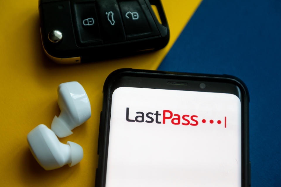 POLAND - 2022/02/01: In this photo illustration a LastPass logo seen displayed on a smartphone. (Photo Illustration by Mateusz Slodkowski/SOPA Images/LightRocket via Getty Images)