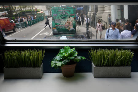 An RV converted into a mobile meditation studio called Calm City is pictured in the Manhattan borough of New York City, New York, U.S. July 26, 2017. REUTERS/Carlo Allegri