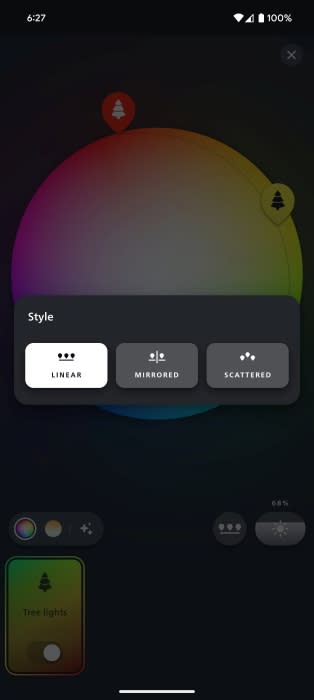 Philips Hue app screenshots of Philips Hue Festavia String Lights