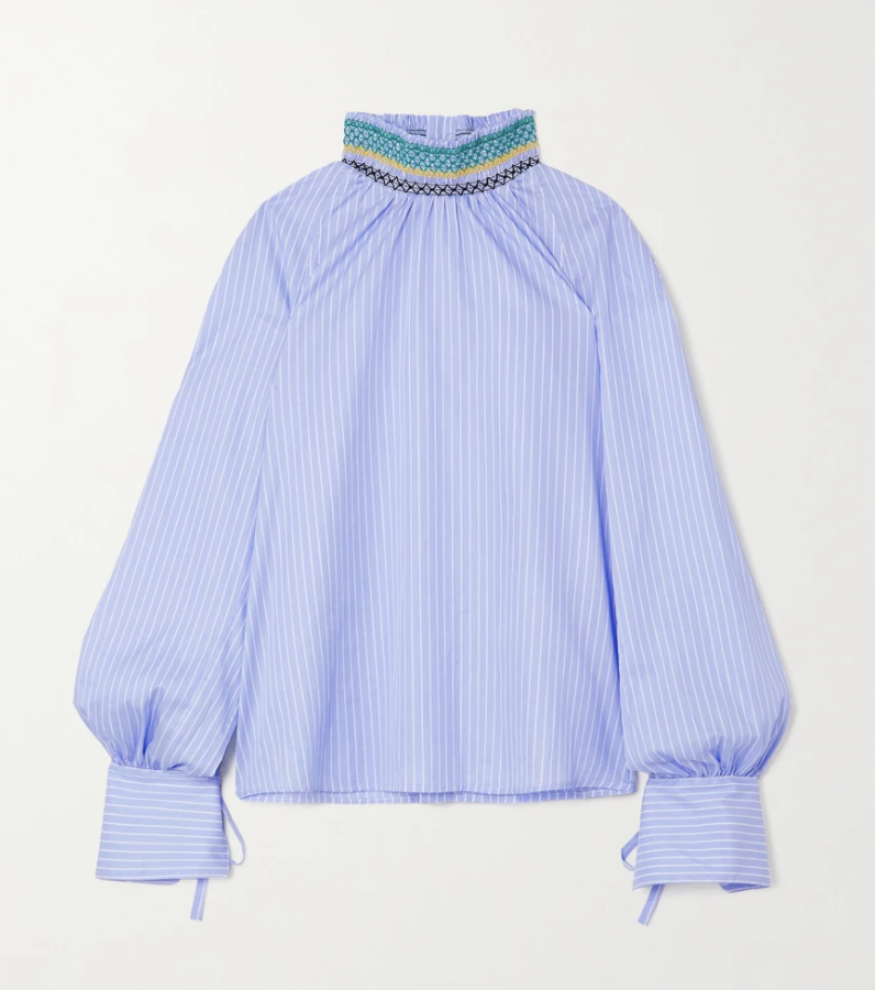 6) Palms smocked pinstriped cotton blouse