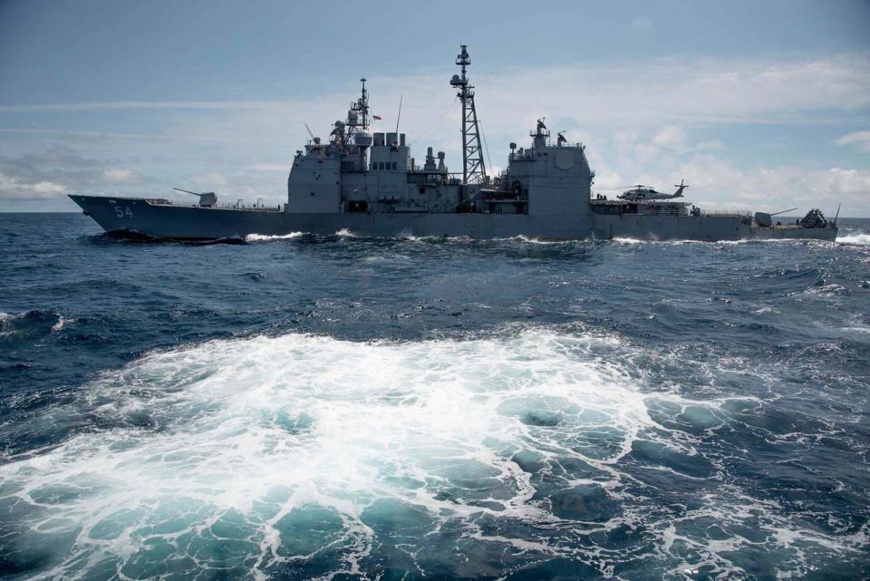 昨晚美軍馬斯廷號航經台灣海峽，這是美軍軍艦第12度過台海。(示意圖)   圖：翻攝USS ANTIETAM (CG 54)臉書