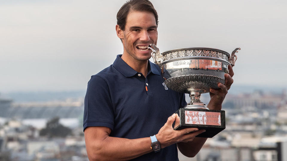 Rafael Nadal, pictured here after winning the 2020 French Open.