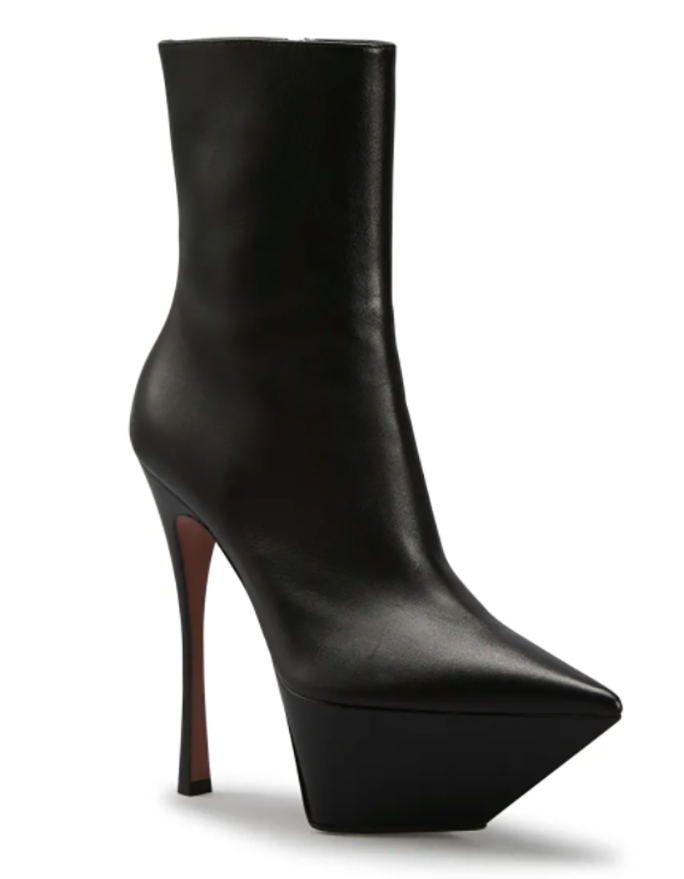 Amina Muaddi Yigit Zip Platform Stiletto Booties - Credit: Neiman Marcus