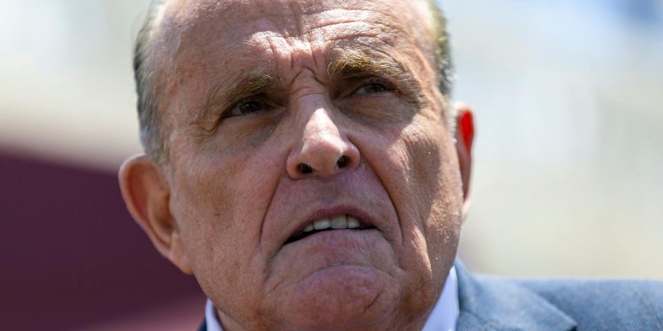 Former New York City Mayor Rudy Giuliani speaks during a news conference in Miami in July 2021.