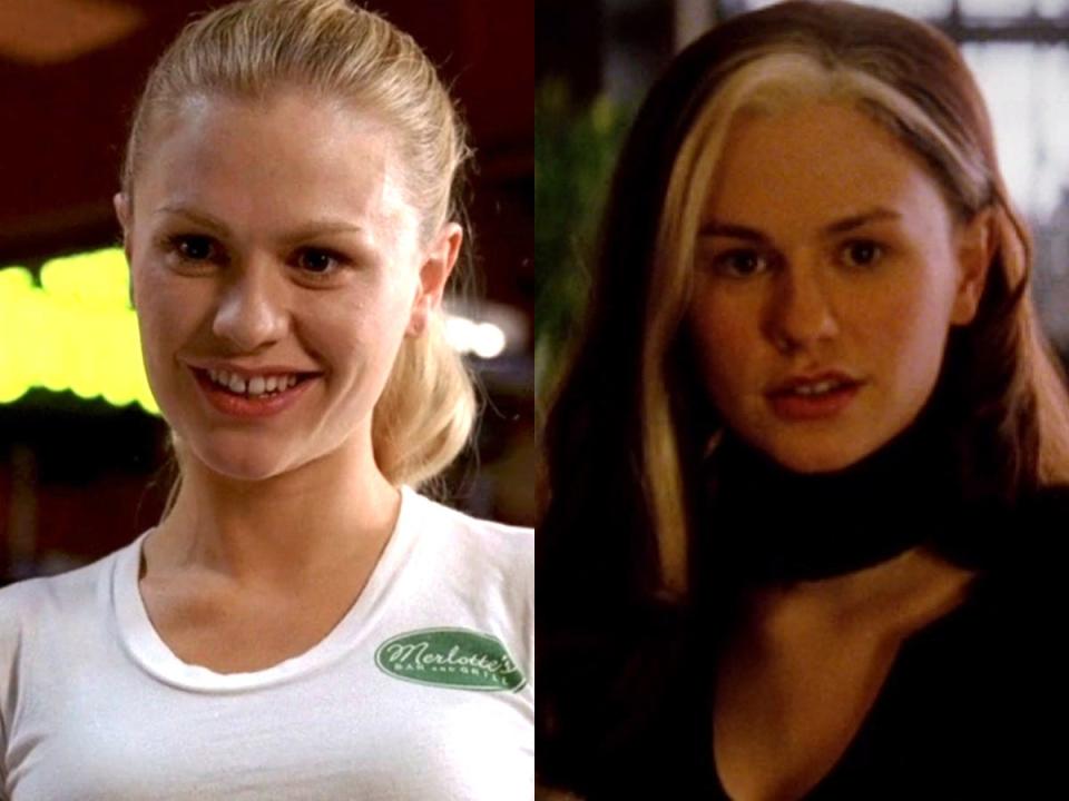 Left: Anna Paquin as Sookie Stackhouse on the series premiere of "True Blood." On the right: Paquin as Rogue in "X-Men."