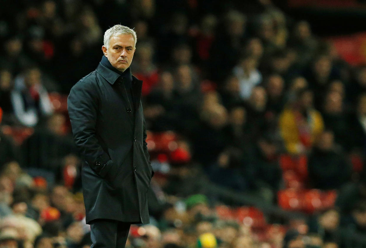 Almost a year after being fired by Manchester United, Jose Mourinho retuned to Old Trafford Wednesday as manager of Tottenham Hotspur. (Reuters/Andrew Yates)