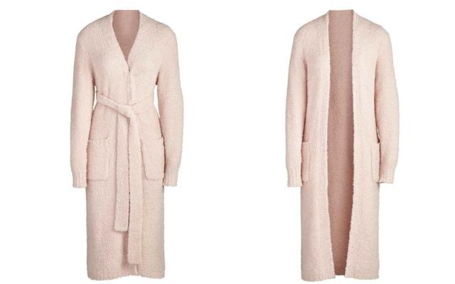 Skims Cozy Knit Bouclé Robe in Pink
