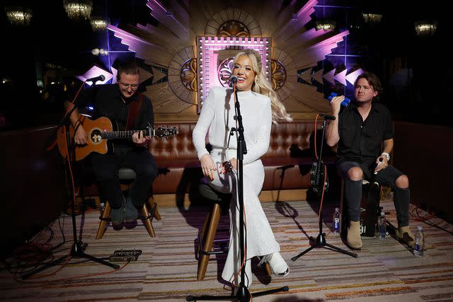 <p>Jason Kempin/Getty Images for PEOPLE x IHG Hotels and Resorts</p> Megan Moroney performs at PEOPLE x IHG Hotels pre-CMA Awards event on Nov. 6, 2023 in Nashville