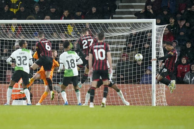 Justin Kluivert, right, had equalised for Bournemouth 