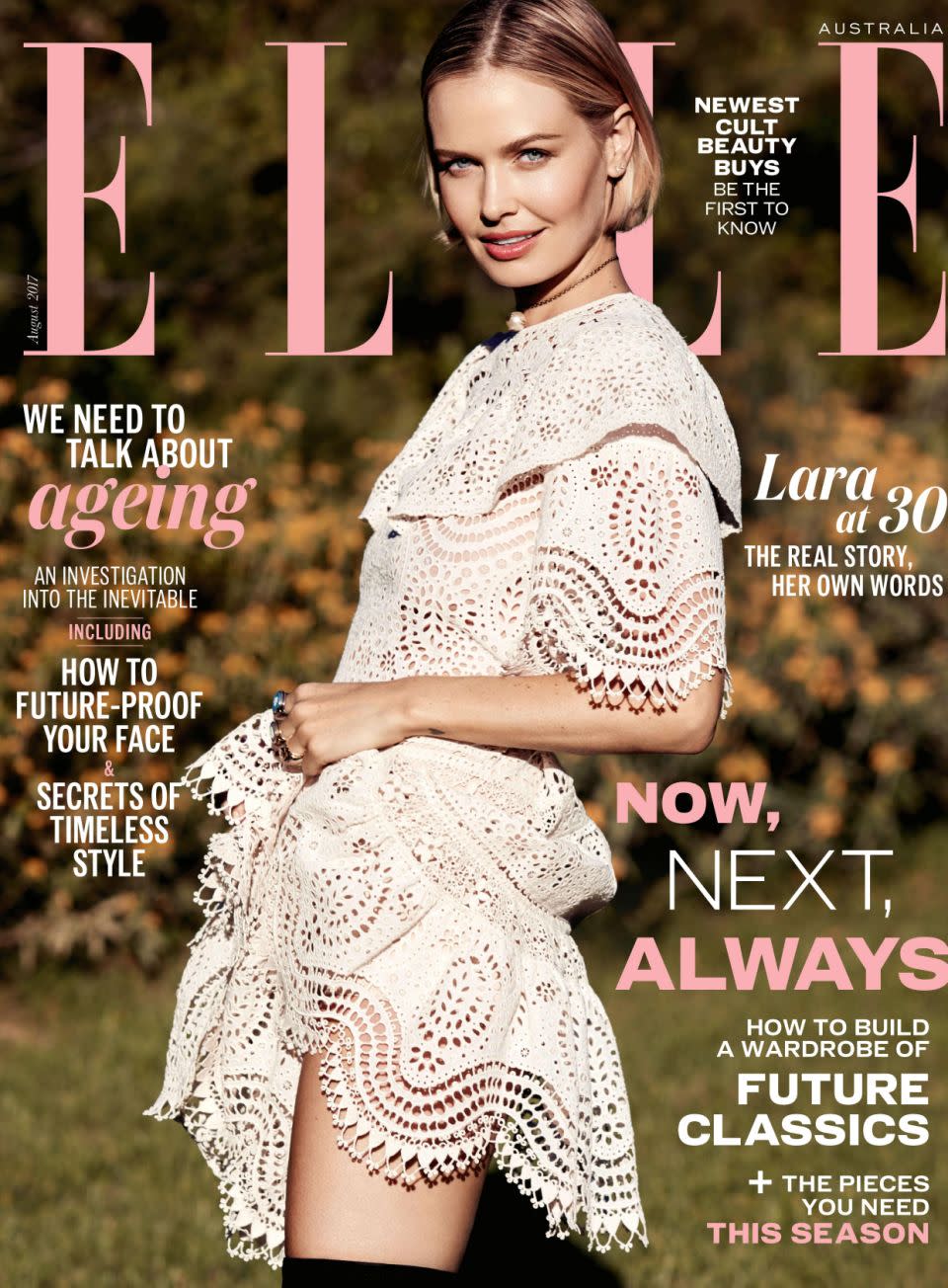 Lara graces the cover of ELLE Australia, on sale now. Source: Darren Macdonald