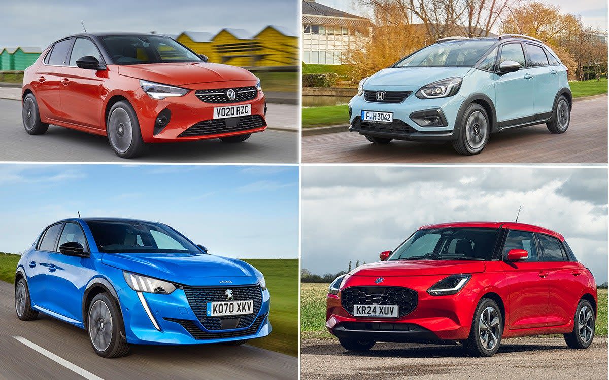 Clockwise from top left: Vauxhall Corsa, Honda Jazz, Peugeot 208, Suzuki Swift