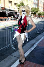 <p>Meanwhile, this Harley fan went with her old-school, comic-book jester look. <i>(Photo: Phillip Faraone/Getty Images)</i></p>