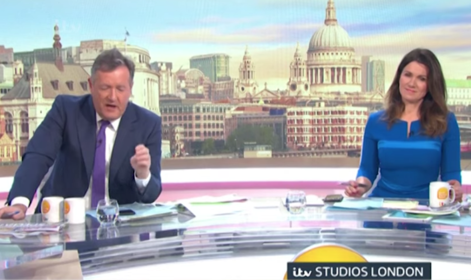 Piers Morgan and Susanna Reid keep their distance on GMB: ITV/screengrab