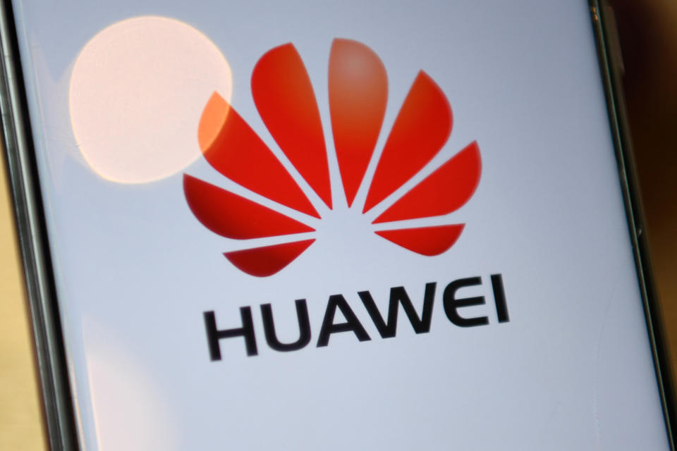 The logo of Chinese company Huawei is seen on the screen of a Huawei mobile phone in London on July 14, 2020. - Britain on Tuesday ordered its telecom providers to stop purchasing 5G equipment from China's Huawei giant from the start of next year, and to strip out all of its equipment by 2027. (Photo by DANIEL LEAL-OLIVAS / AFP) (Photo by DANIEL LEAL-OLIVAS/AFP via Getty Images)