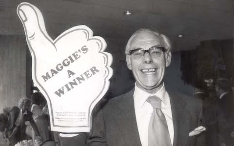 Denis Thatcher at a rally In Wembley - Credit: Graham Wood/REX/Shutterstock 