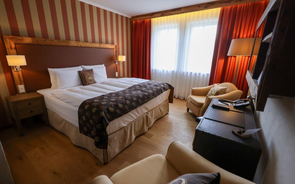 A standard double room in the Golf Resort hotel, which has swimming pools, a gym and a spa