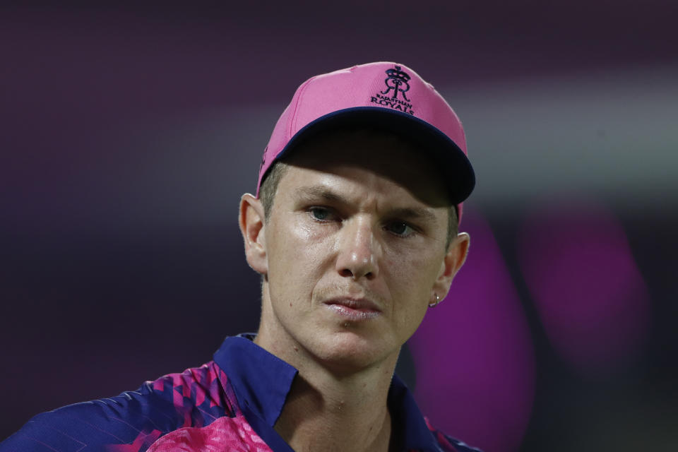 Adam Zampa looks on during a cricket game.