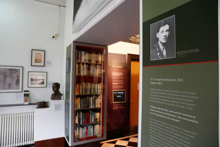Exhibits are seen at the War Poets Collection at Craiglockhart, Edinburgh, Scotland, Britain, August 11, 2017. Picture taken August 11, 2017. REUTERS/Russell Cheyne