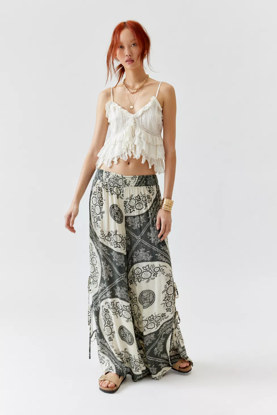 Out From Under Tied Up Gauze Wide Leg Pant Urban Outfitters