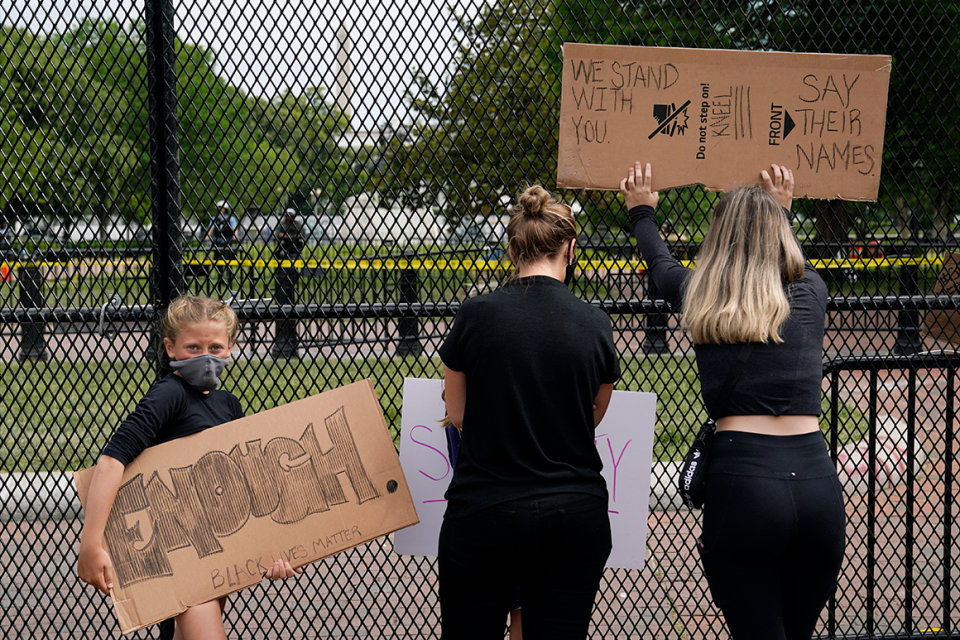 Demonstrators gather to protest the death of George Floyd, near the White House, in June 2020.