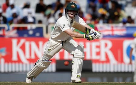 Cricket - India v Australia - Third Test cricket match - Jharkhand State Cricket Association Stadium, Ranchi, India - 16/03/17 - Australia's Steven Smith plays a shot. REUTERS/Adnan Abidi