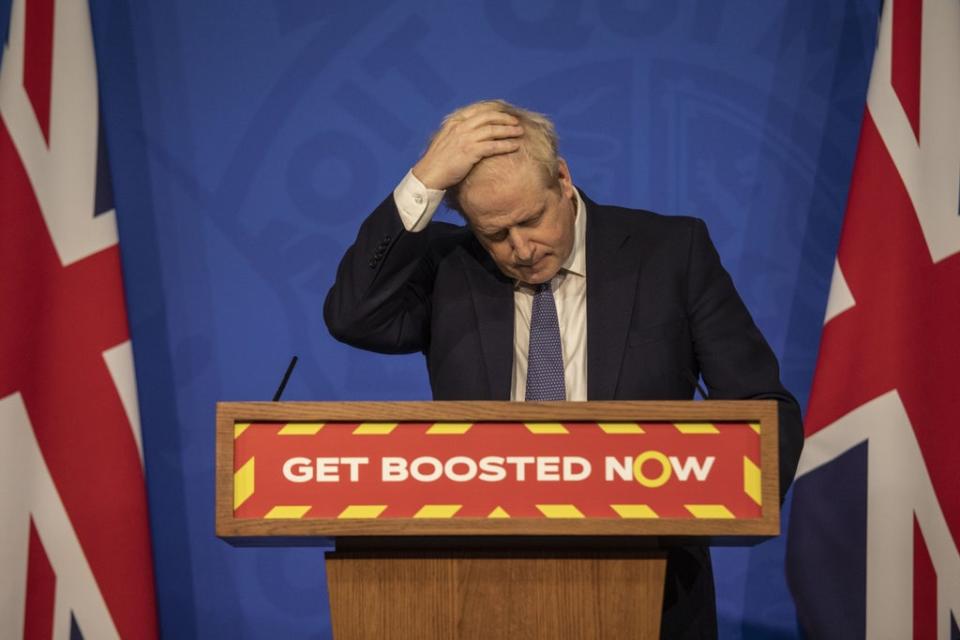 Prime Minister Boris Johnson during a media briefing in Downing Street on coronavirus (Jack Hill/The Times/PA) (PA Wire)