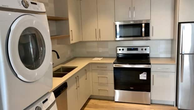 A recently completed secondary suite inside a new $1.4-million duplex in Canmore. The town allows 'accessory dwelling units' in existing neighbourhoods and offers up to $20,000 in grants to help homeowners add the suites and expand  the community's affordable housing stock.