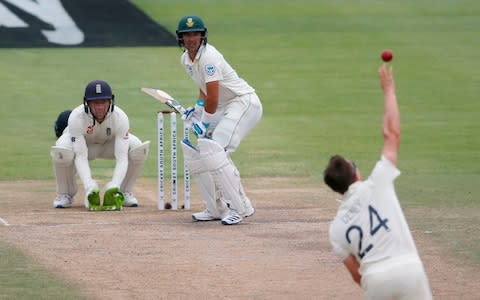 Denly delivers a leg-break - Credit: MARCO LONGARI/AFP via Getty Images