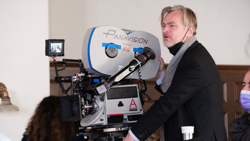 Christopher Nolan on the set of Oppenheimer