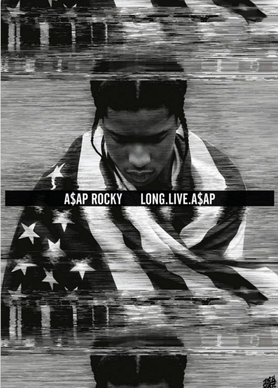 black and white poster of A$AP Rocky