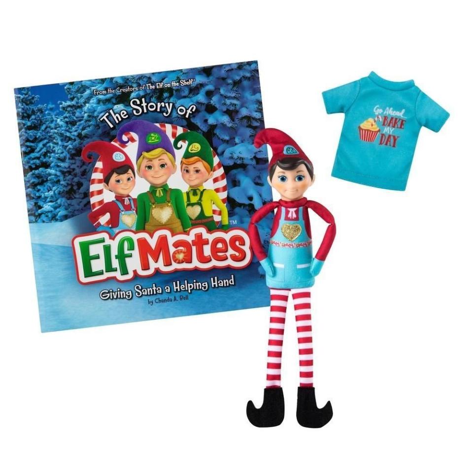 <p><strong>Elf on the Shelf</strong></p><p>elfontheshelf.com</p><p><strong>$10.95</strong></p><p><a href="https://shop.elfontheshelf.com/collections/elf-mates/products/elf-mates-chef-combo" rel="nofollow noopener" target="_blank" data-ylk="slk:Shop Now;elm:context_link;itc:0;sec:content-canvas" class="link ">Shop Now</a></p><p>This little guy comes with his very own t shirt and book that encourages kids to bring Christmas cheer through kind deeds, like baking treats for those in need or lending a helping hand to mom or dad in the kitchen. </p>