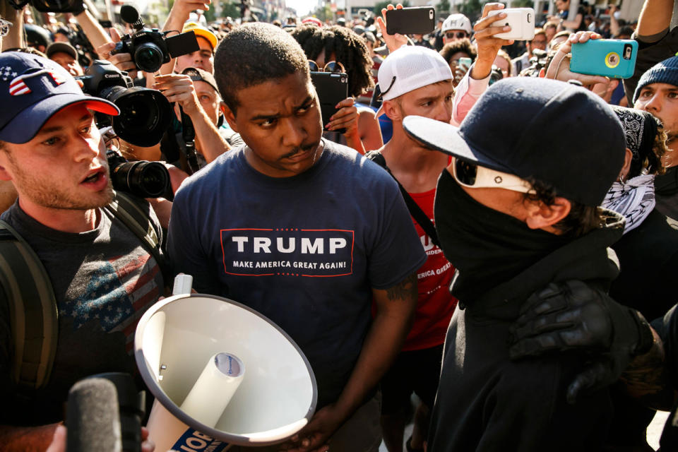 Demonstrators protest outside the RNC