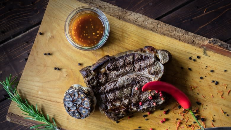 steak with bourbon glaze