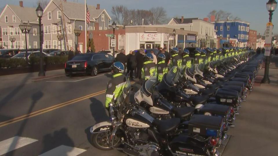 Hundreds gather for the funeral of fallen Waltham Police Officer Paul Tracey