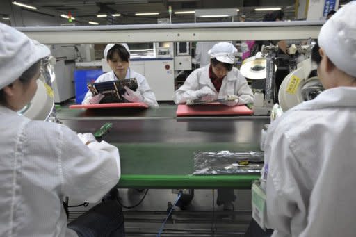 Chinese workers in the Foxconn factory in Shenzhen, in southern China's Guangdong province. China Labor Watch reported that other Apple suppliers had treated their staff worse than Foxconn, which has received the most attention