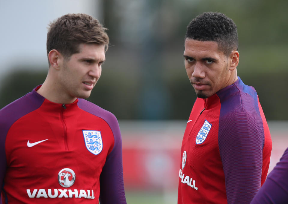 Old and new: John Stones is a preferred choice at centre back rather than Chris Smalling